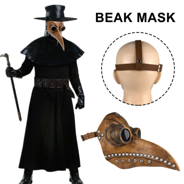 Plague Doctor Mask Black Beak Mask for Halloween Cosplay - Clothing, Menswear