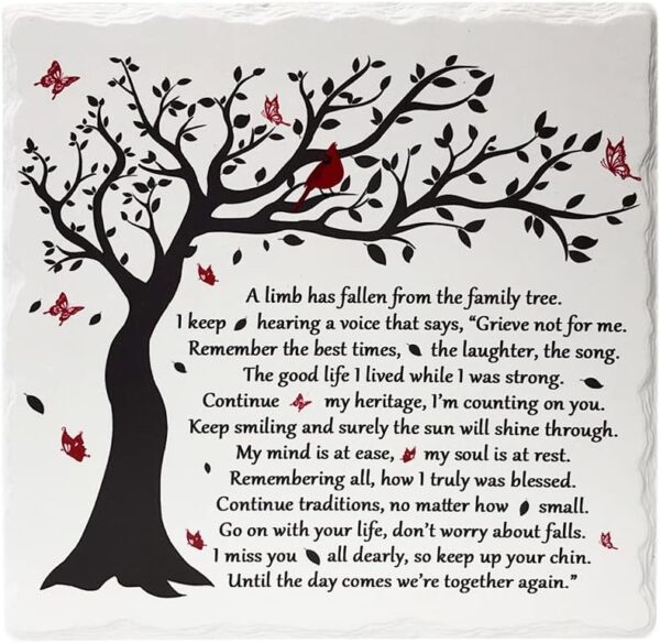 A Limb Has Fallen from The Family Tree Sympathy Plaque with Wooden Stand