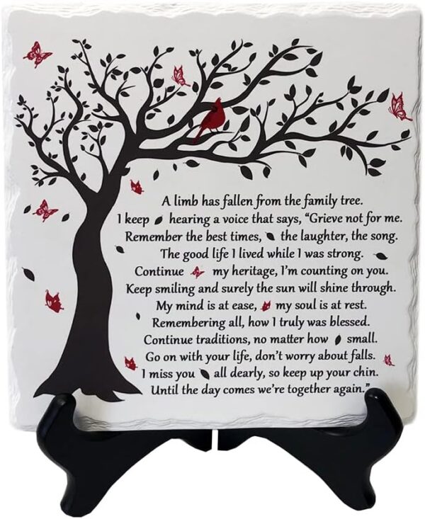 A Limb Has Fallen from The Family Tree Sympathy Plaque with Wooden Stand