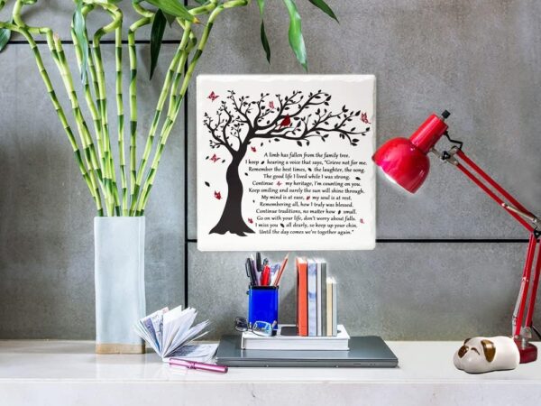 A Limb Has Fallen from The Family Tree Sympathy Plaque with Wooden Stand