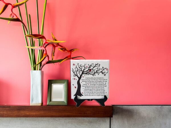 A Limb Has Fallen from The Family Tree Sympathy Plaque with Wooden Stand