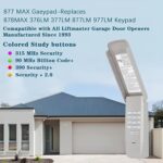 Universal Garage Door Opener Keypad Compatible with Liftmaster 877MAX 377LM 977LM Wireless Keypad Gate Control Remote