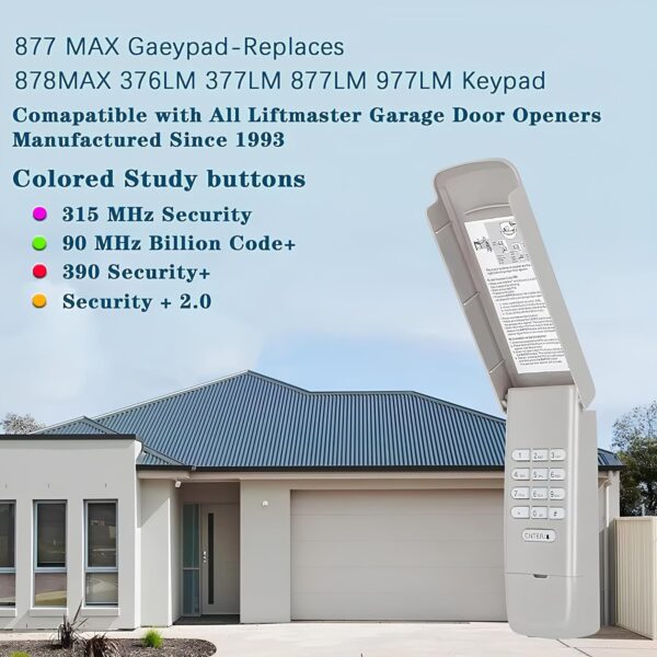 Universal Garage Door Opener Keypad Compatible with Liftmaster 877MAX 377LM 977LM Wireless Keypad Gate Control Remote