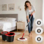 360° Spin Mop and Bucket Set with Stainless Steel Wringer, Telescopic Handle & 3 Mop Heads