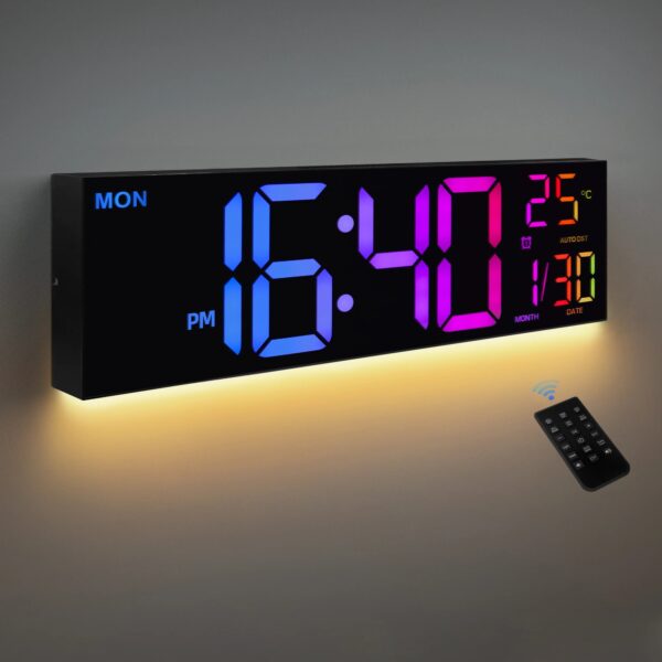 16inch Big Digital LED Clock Wall Mount Large Numbers Timer Date Temperature USA