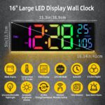 16inch Big Digital LED Clock Wall Mount Large Numbers Timer Date Temperature USA