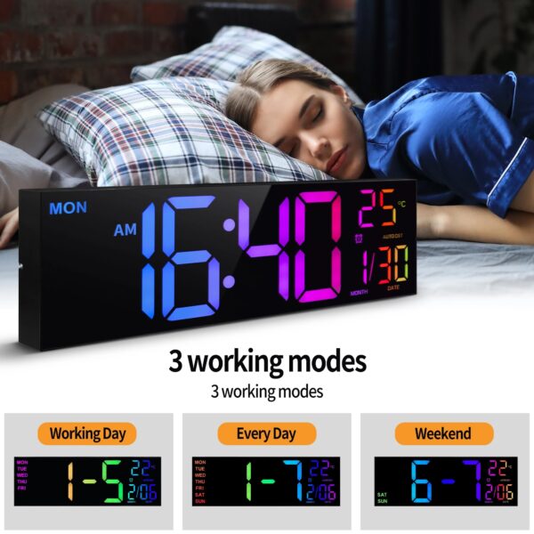 16inch Big Digital LED Clock Wall Mount Large Numbers Timer Date Temperature USA